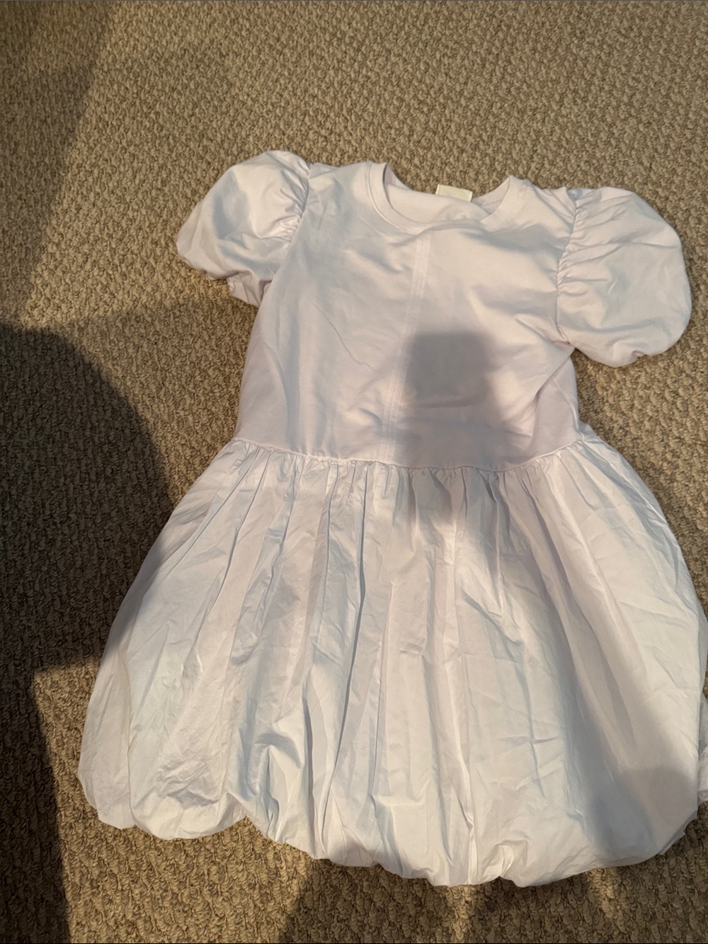 White Puff-Sleeve Theater Dress for Women